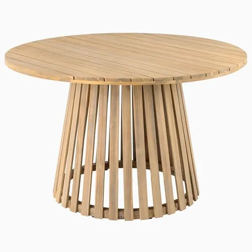 riess-ambiente Gartentisch aus Akazienholz, Rund, 120 cm - Gartentisch aus massivem Akazienholz im stilvollen Japandi-Design, wetterfest und ideal für gemütliche Abende im Freien.