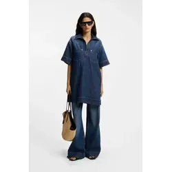 BOSS ORANGE Polokleid POLO DRESS Damenmode im Denim-Look, blau M (38) - Stylisches Polokleid im Denim-Look mit weiten Ärmeln und lässigem Schnitt. Ideal für entspannte Anlässe und bequem im Alltag.