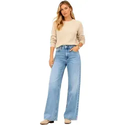 ONLMADISON Blush HW Wide DNM CRO371 NOOS - Jeans mit hohem Taillenschnitt, ausgestattet mit praktischen Taschen und einem eleganten Spitzen-Detail für einen femininen Look.