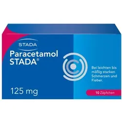 Paracetamol Stada 125mg Zäpfchen 10 ST - Arzneimittel zur symptomatischen Behandlung von leichten bis mäßig starken Schmerzen und Fieber, ideal für Kinder von 6 Monaten bis 2 Jahren.