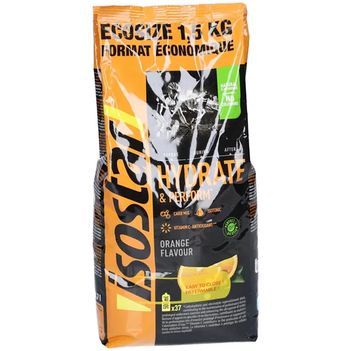 Isostar Hydrate & Perform - Isotonisches Pulver Orange - Nahrungsergänzung für optimale Hydratation während Ausdauerübungen, mit natürlichem Aroma und Vitamin C, ohne Farbstoffe, ideal für Sportler.