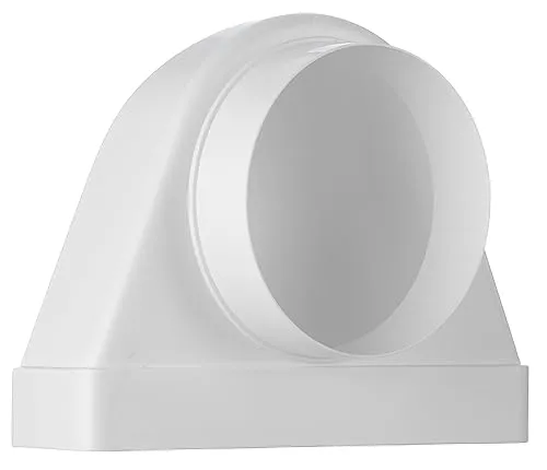 Steinberg14 Weiß Ø 125mm - 220x55mm Umlenkstück 90° Kanal Eckig auf Rund, Rohr/Kanalverbinder