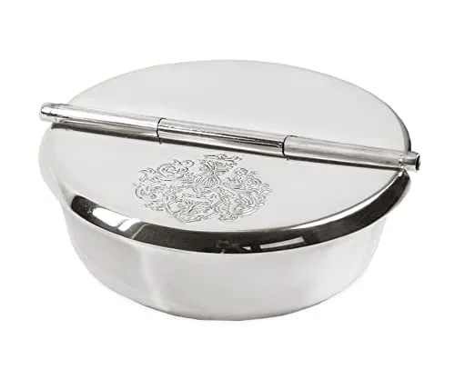 EDZARD Klapp-Aschenbecher Herald, schwerversilbert, ø 9,3 cm - Aschenbecher mit klappbarem Deckel, ideal für den Außenbereich. Robuste, pflegeleichte Ausführung aus hochwertigem Material, perfekt für Wind und Wetter.