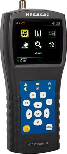 MEGASAT 2600021 Pegelmessgerät - Schnelle Satellitensuche - Pegelmesser mit 2,7'' LCD Display für präzise DVB-S/S2 Messungen und schnelle Signalstärke-Analyse. Ideal für professionelle Sat-Installationen und einfache Handhabung.