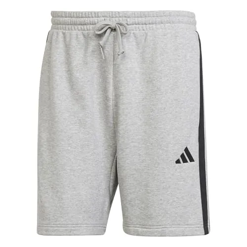 adidas Herren Essential Three Stripes French Terry Short, medium Grey Heather/Black, L - Bequeme Shorts mit regulärer Passform und Kordelzug, perfekt für Sport und Freizeit – aus recycelten Materialien für nachhaltigen Komfort.