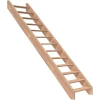 Dolle Wangentreppe Paris gerade ohne Setzstufen Buche FSC - Innentreppen aus unbehandeltem Buche Leimholz, ideal für Selbstanstrich und anpassbar bis 280,50 cm Geschosshöhe. Flexibel durch vorgefräste Stufen für spätere Setzstufen.
