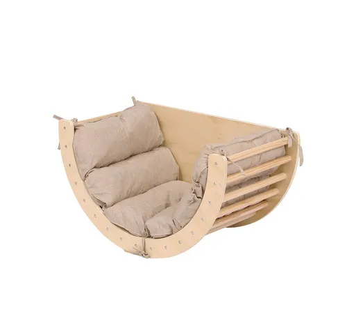 HOME DELUXE Klettergerüst NALAN 2 in 1 Kinderwippe - Wandelbare Kinderwippe in Beige, vielseitig als Tisch, Kletterbogen oder Spielbude nutzbar. Ideal für kreatives Spielen und sichere Abenteuer.