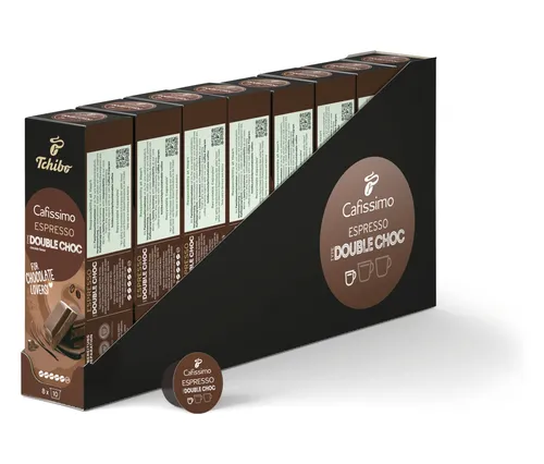 Cafissimo Flavoured Espresso Double Choc - 80 Kapseln - Kaffee mit intensivem Schokoladen-Aroma, perfekt für Milch-Spezialitäten. 100% natürliche Aromen, kein Zucker oder Süßungsmittel. Ideal für Genießer!