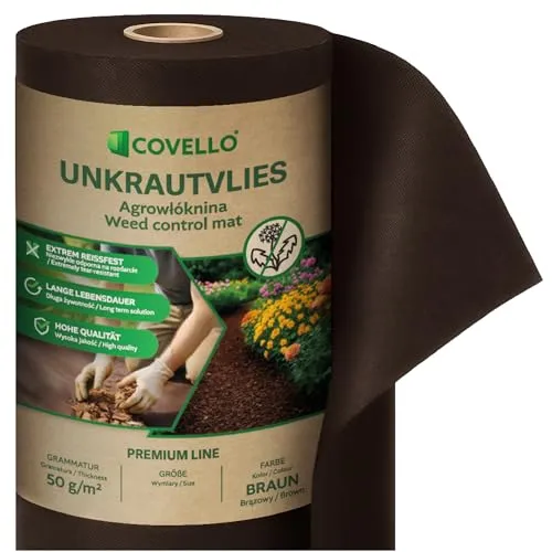 Covello Unkrautvlies 50g/m² - Reißfestes, wasserdurchlässiges Gartenvlies für effektive Unkrautbekämpfung - Hochwertiges Unkrautvlies mit hoher UV-Stabilität, ideal für Blumengärten und Gewächshäuser. Fördert das Wurzelwachstum und reguliert die Feuchtigkeit der Erde. Langlebig und einfach zu verlegen.