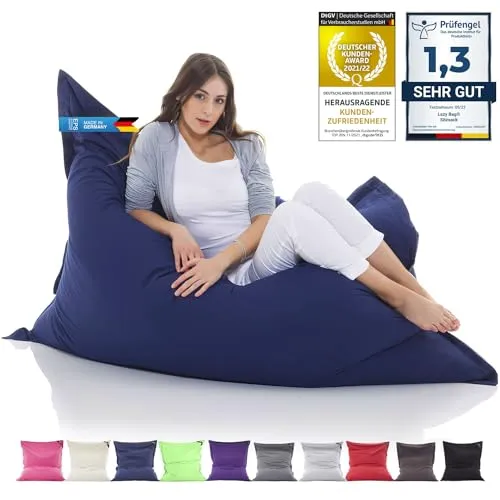 LAZY BAG Original Riesen-Sitzsack Cotton XXL 180x140cm - Sitzsäcke aus hautfreundlicher Baumwolle mit 400L, bietet perfekten Komfort durch ergonomische Anpassung und waschbaren Bezug - ideal für drinnen und draußen!
