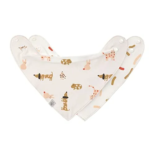 LÄSSIG Baby Lätzchen Halstuch Dreieckstücher Set 2 Stk. Bio-Baumwolle Druckknopf wendbar/Baby Bandana Little Mateys spicy orange