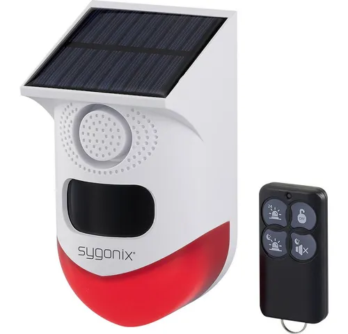 Sygonix Mini-Alarmanlage Weiß, Rot mit LED - Kompakte Alarmanlage mit Bewegungsmelder, ideal für den Schutz von kleinen Räumen oder Eingängen, inklusive Batterie.