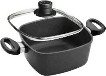 Woll Nowo Titanium Kasserolle viereckig 28 x 28 cm - Pfannen aus Aluguss mit 6,0 Litern Volumen, ideal für große Portionen und backofenfest, perfekt für vielseitiges Kochen.