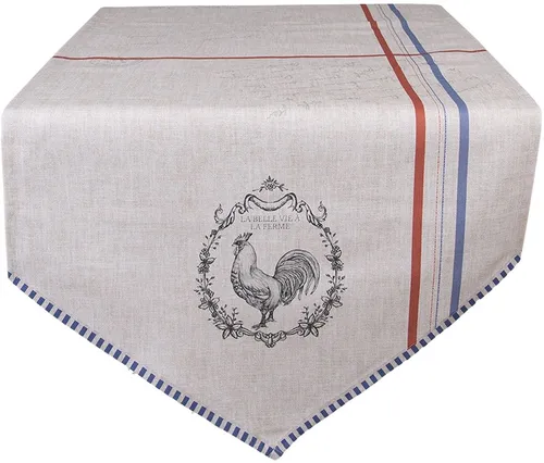Clayre & Eef DFR65 Tischläufer 50x160 cm Beige - Tischläufer im Landhausstil, aus 100% Baumwolle, verleiht Ihrem Tisch einen rustikalen Charme und ist perfekt für gemütliche Essbereiche.