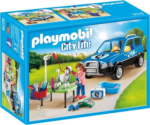 PLAYMOBIL City Life 9278 - Mobiler Hundesalon mit abnehmbaren Pudelfell, altersgerechtes Design und robust für stundenlangen Spielspaß