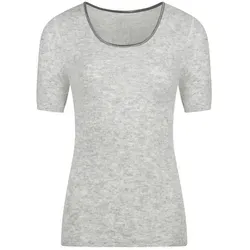 CALYMA Damen Shirt Amalya – 49% Alpaka, graumeliert, Gr. L - Hochwertiges Damen-Unterhemd aus 49% Alpaka für angenehmen Tragekomfort. Flauschig, ohne störende Nähte und mit natürlichem Glanz – ideal für wechselhafte Temperaturen. Erhältlich in verschiedenen Größen und Farben.