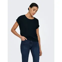 ONLY T-Shirt ONLMOSTER – T-Shirt mit melierter Optik und elastischem Material meliert, casual, lässig geschnitten, Viskosemischung, Rundhals schwarz XS (34)