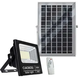 Avizar LED-Solarstrahler 60W IP67 mit Fernbedienung - Hochwertiger Solarstrahler mit separatem Panel und automatischem Dämmerungssensor. Ideal für die Außenbeleuchtung, robustes Design aus ABS und gehärtetem Glas sorgt für Langlebigkeit.
