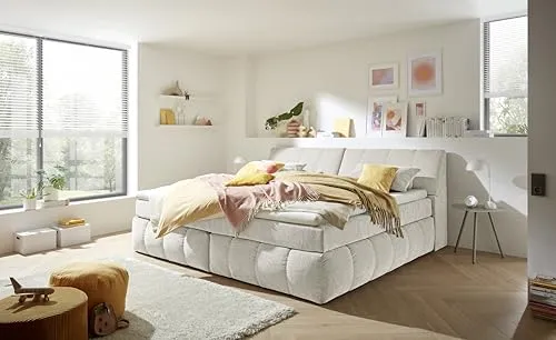 Mid.you Boxspringbett in Creme, 240x200 cm mit Bettkasten - Das Mid.you Boxspringbett (240 x 200 cm) in Creme bietet optimalen Liegekomfort mit einem atmungsaktiven 7-Zonen-Federkern und erleichtert dank seiner Komforthöhe das Ein- und Aussteigen. Inklusive praktischem Bettkasten.