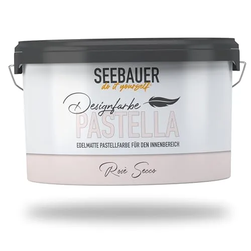 SEEBAUER diy Pastellfarbe PASTELLA Rosa 2,5L - Edelmatte Wandfarbe für traumhafte Räume - Farben: Exzellente Deckkraft und abwaschbare Oberfläche für ein gesundes Raumklima – ideal für Haushalte mit Kindern oder Haustieren.