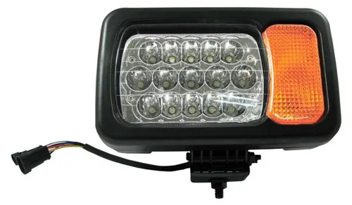 16-LED Linker Scheinwerfer für Traktoren & Maschinen - Hochleistungs-Scheinwerfer mit 16 LEDs für Abblend- und Fernlicht sowie Blinker. Ideal für den Einsatz an Traktoren, Mähdreschern und Baggern. Robuste Bauweise für dauerhafte Leistung.