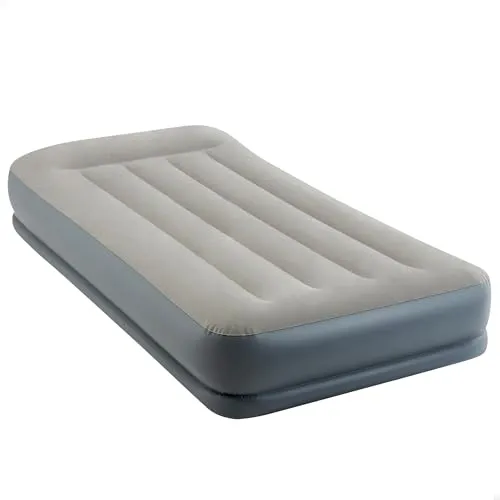 Intex 64116 Pillow Rest Raised Luftbett - Single-Luftbett mit integrierter Kopfstütze und schneller 230 V Pumpe für ultimativen Komfort und schnelle Nutzung.