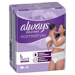 always Discreet Inkontinenz Wochenbett Höschen L - Weich und atmungsaktiv, bieten diese Höschen frischgebackenen Müttern während der Wochenbettzeit optimalen Komfort und Unterstützung.