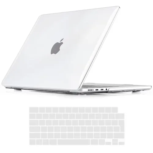 iNeseon Hülle Kompatibel mit 2021-2024 MacBook Pro 16 Zoll M4 M3 M2 M1 Pro/Max A3186 A3403 A2991 A2780 A2485, Plastik Hartschale Schutzhülle Case und Tastaturschutz, Kristallklar