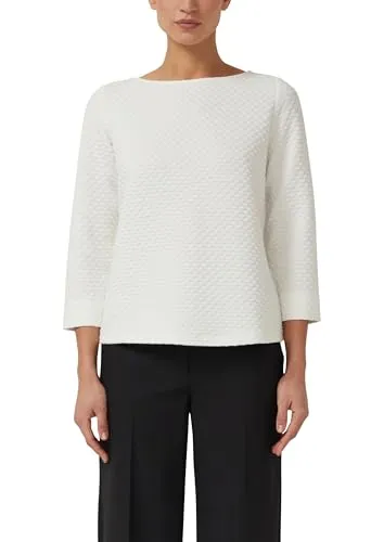 s.Oliver BLACK LABEL Damen Sweatshirt Gr. 38 ecru - Klassisches Sweatshirt im Relaxed Fit mit U-Boot-Ausschnitt. Der leichte Webstoff sorgt für hohen Tragekomfort. Ideal für lässige Outfits!