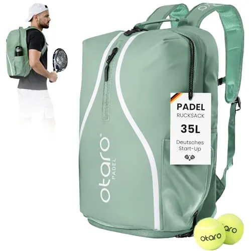 Otaro Padel Tasche mit Schuh- und Laptopfach (hellgrün) – Stylischer Padel Rucksack für Schläger und Zubehör - 🎒 ORGANISIERTE AUFBEWAHRUNG: Ideal für Padel-Spieler – 15 Fächer für Schläger, Schuhe, Kleidung und Laptop sorgen für Ordnung. 👟 BELÜFTETES SCHUHFACH: Frische Schuhe ohne unangenehme Gerüche. 🏸 SICHERER SCHLÄGER-SCHUTZ: Gepolsterte Trennwand schützt vor Kratzern. 🇩🇪 DEUTSCHE QUALITÄT: Geprüfte Materialien und 2 Jahre Rückgaberecht.