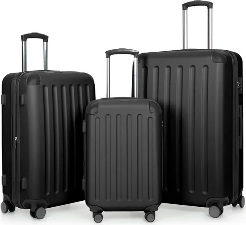 Hauptstadtkoffer Reisekoffer Spree – 3-teilig, erweiterbar, schwarz mit Hartschale - Praktisches Kofferset in 3 Größen, ideal für jede Reise. Mit TSA-Zahlenschloss, stabiler Hartschale und 4 drehbaren Rollen für hohen Komfort. Perfekt für Kurz- und Langreisen!
