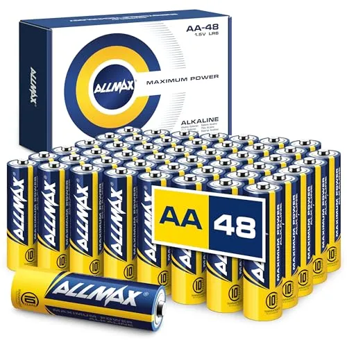Allmax AA Mignon (LR6) Maximum Power Alkaline Doppel-A-Batterien (48 Stück) – Ultra-Langlebigkeit, auslaufsicheres Design, 10 Jahre Haltbarkeit, maximale Leistung (1,5 V)