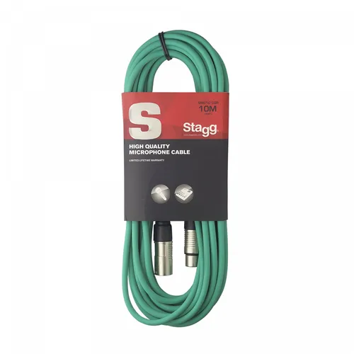 STAGG SMC10 CGR Mikrofonkabel, XLR/XLR (m/f), 10 m, grün