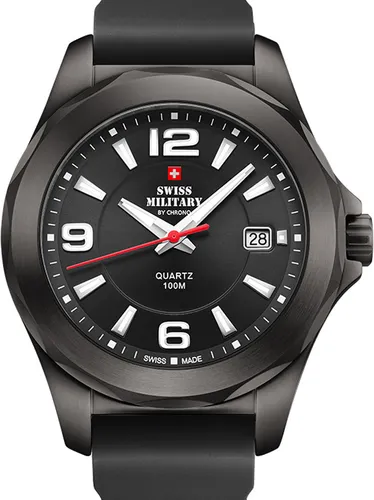 Swiss Military SM34099.03 Herrenuhr 42mm - Grau - Elegante Herrenuhr von Swiss Military mit robustem Edelstahlgehäuse und 10 ATM Wasserdichtigkeit. Ideal für den täglichen Gebrauch und sportliche Aktivitäten.