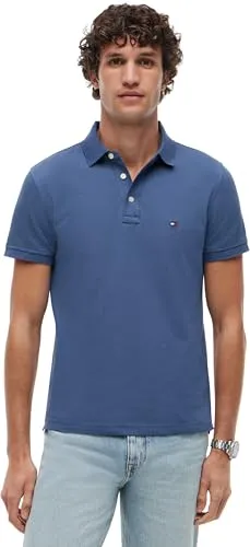Tommy Hilfiger Herren Poloshirt Kurzarm 1985 Slim Fit, Blau (Aegean Sea) XL - Poloshirt für Herren aus 96% Bio-Baumwolle, ideal für smart-casual Outfits. Mit klassischem Kragen und figurbetonter Passform, perfekt für jeden Anlass.