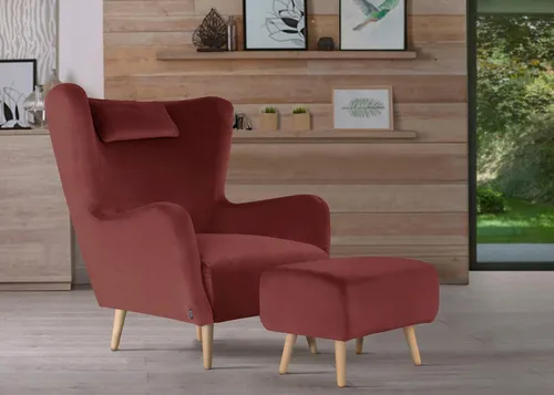 Home affaire Sessel Telford auch in Fellimitat, Sessel B/T/H: 77/92/106 cm, wahlweise mit und ohne Hocker, in vielen Bezugsqualitäten, Ohrensessel