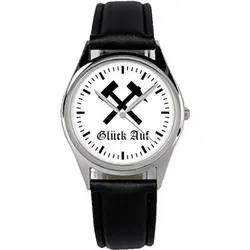 KIESENBERG Armbanduhr Bergbau Kumpel – Unisex Analog Uhr mit Lederarmband - Armbanduhren für Herren – 36mm Durchmesser, wasserdicht bis 3 ATM, mit einem robusten, genähten Lederarmband und kratzfestem Mineralglas für langlebigen Tragekomfort.