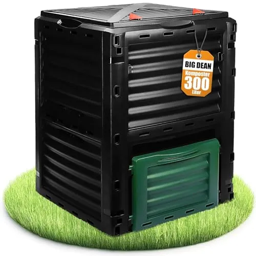 BigDean Komposter 300 Liter – Wetterfester Schnellkomposter aus hochwertigem Kunststoff - 300 Liter Volumen für Küchen- und Gartenabfälle – ideal für eine schnelle Kompostierung. Robuste, UV-beständige Verarbeitung sorgt für Langlebigkeit im Freien. Hergestellt in Europa für hohe Qualitätsstandards.