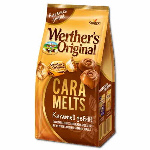Werthers Original Caramelts Karamell 153g Beutel - Genießen Sie die zarten Karamellbonbons mit feiner Schokolade. Ideal für besondere Anlässe oder zum Naschen zwischendurch. Perfekt für alle Karamell-Liebhaber!