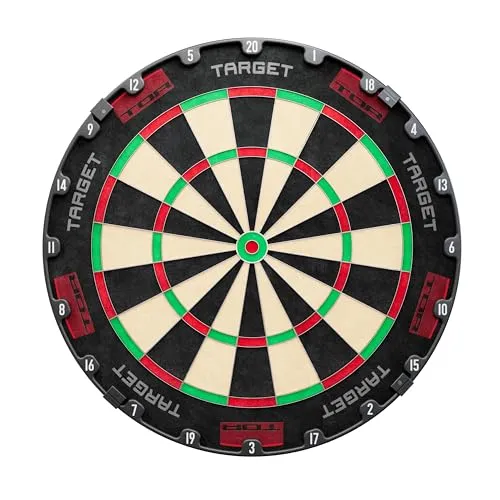 Target-Darts Dartscheibe TOR Steeldartboard - Klassische Dartboards aus hochwertigem Sisal mit optimal verpressten Fasern für längere Haltbarkeit. Offizielle WDF-Dartscheibe mit klammerfreier Edelstahl-Spinne für maximale Trefferfläche.