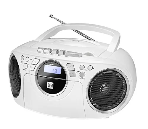 Dual 74834 P 70 Kassettenradio Weiß - Radios mit vielseitigen Abspielmöglichkeiten: Kassettendeck, CD-Player und UKW-Radio für besten Klang. Flexibel im Betrieb durch Batteriefunktion und Tragegriff für einfachen Transport.