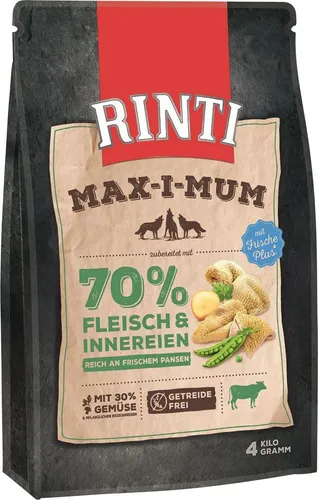 Rinti MAX-I-MUM Pansen 4 kg - Hochwertiges Hundefutter - Hundefutter mit 4 kg Pansen, reich an natürlichen Proteinen und ideal für eine gesunde Ernährung Ihres Hundes.