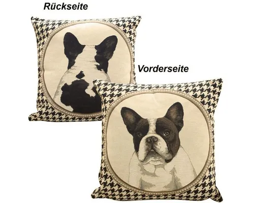 Mars & More Gobelin Kissen mit französischer Bulldogge - Beidseitig besticktes Gobelin Kissen mit einer charmanten französischen Bulldogge, ca. 45 x 45 cm. Ideal als dekoratives Highlight für jedes Zuhause. Hergestellt in Europa mit hochwertiger Verarbeitung.