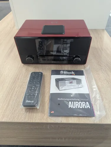 Audioblock Aurora - Smartradio in Rot - Radios mit DAB+, CD-Player und Bluetooth. Kompaktes Klangwunder mit 36 Watt Leistung und Wireless Charging für dein Handy.