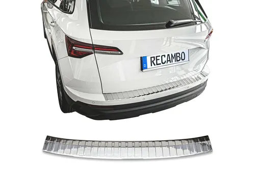 RECAMBO Ladekantenschutz für Skoda Karoq (ab 2017) - Hochwertiger Ladekantenschutz aus rostfreiem V2A Edelstahl für perfekten Schutz und exklusive Optik. Ideal für Kofferraumschutz und Autodesign.
