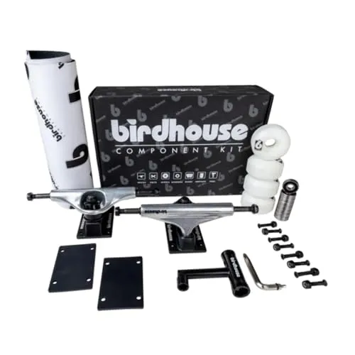 Birdhouse Kit Skate: Component Kit 5.25 Silver/Black - Skateboard-Einzelteile mit 52 mm B Logo Rädern und hochwertigem ABEC 5+ Lager für optimale Performance und Stabilität.