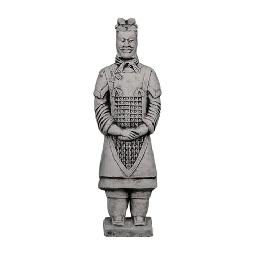 Chinesischer Terrakotta-Krieger - Gartendekorationsfigur, H. 37 cm - Detailreiche Steinfigur des chinesischen Kriegers, frostbeständig und ideal für den Garten. Bringt kulturellen Charme in Ihre Außendekoration.