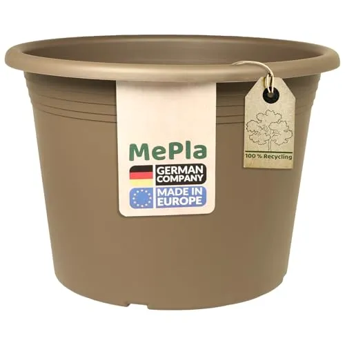 MePla Blumentopf Cilindro - runder Pflanzkübel - wetterfestes Pflanzgefäß - UV-beständiger Blumenkübel - Pflanzentopf - Kübel - Ø 18 - Taupe