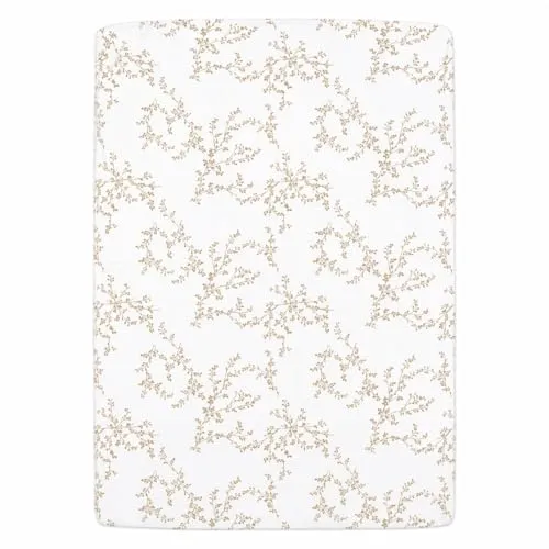 Meyco Baby Spannbettlaken für Laufgittermatratze - 75x95cm - Jersey Spannbetttuch - 100% Baumwolle - Oeko Tex Zertifiziert - Rundum-Gummizug, atmungsaktiv - Branches - Sand