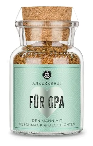 Ankerkraut Für Opa Gewürz – Gewürzzubereitung für den Braten mit Paprika, Knoblauch & Jalapeño – Geschenk für Opa zum Vatertag & Geburtstag – 90 g im Korkenklas
